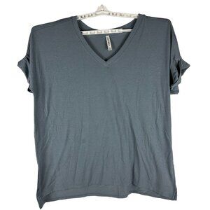 Zenana Premium Womens V-Neck Short Sleeve T-Shirt Size 1X Blue